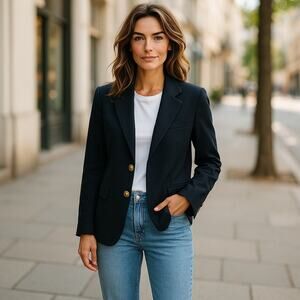 Pendleton Womens Blazer Size 10 Vintage Petite Pure Virgin Wool‎ Black Jacket